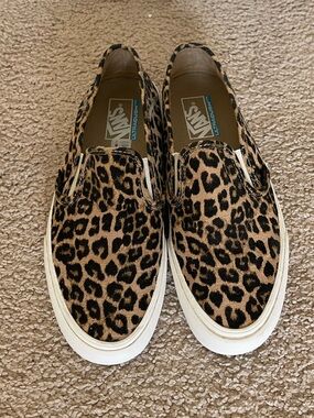 Vans Leopard Print Hemp Classic Marshmallow Collapsible Heel UltraCush Lite 9.5